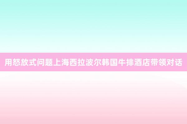 用怒放式问题上海西拉波尔韩国牛排酒店带领对话